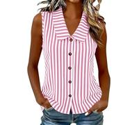 Striped Vest for Women UK Peter Pan Collar Sleeveless Shirt Lightweight Casual Collared Neck Tank Tops Petite Ladies Button-Down Shirts with Collar Stripe Print Tank Summer Vests