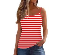 Striped Vest for Women UK Teen Girls Stripe Print Camisole Sleeveless Tank Tops Petite Ladies Cami Blouse Adjustable Spaghetti Strap Shirts Casual Vacation Beach Top Clearance 2025 Red