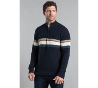 Striped Waffle Knit Jumper with 1/4 Zip Kensington Eastside Navy XL