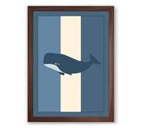 Striped Whale Minimalist Framed Wall Art Print A3 (42×29.7cm) Walnut, Wall Decor for Living Room, Bedroom, Office & Home, Ready to Hang, Art Gift