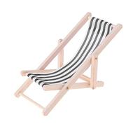 Striped Wooden Lounge Chair 1/12 Dollhouse Miniature Furniture Black Stripe