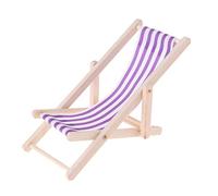 Striped Wooden Lounge Chair 1/12 Dollhouse Miniature Furniture Purple Stripe