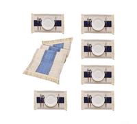 Striped Woven Placemat Set Includes 1 Long Table Decor Strip And 6 Rectangular Placemats For Coordinated Table Setting(Blue)
