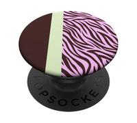 Striped Zebra Pink Brown Green Animal Pattern PopSockets Adhesive PopGrip