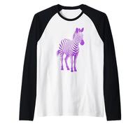 Striped Zebra Purple Cool Cutout Silhouette Raglan Baseball Tee