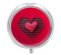 Stripes and Hearts Pill Box for Pocket Round Pill Box 3 Compartment Decorative Portable Travel Pill Holder Tablet Vitamin Organizer Mini Pill Case