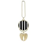 Stripes Black White Car Pendant, Rear View Mirror Hanging Ornament, Auto Decor for Rearview Mirror, Keychain Golden-Style
