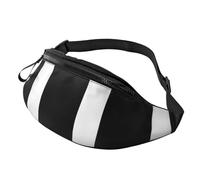 stripes black white Fanny Pack for Men Women Crossbody Waist Bag Waterproof Sports Belt Bag Outdoor Hip Pack