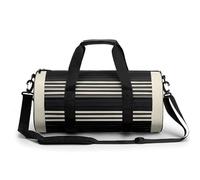 Stripes Black White Gym Bag for Men Women, Sturdy Oxford Cloth Travel Bags with Removable Shoulder Strap, Waterproof Duffel Bag for Fitness, Travel, Yoga