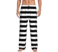 Stripes Black White Men'S Pajama Pants Loose Leisure Loungewear Lie In Bed Sofa With Pockets Elastic Waist
