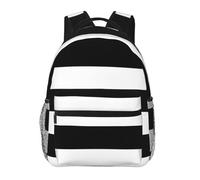 Stripes Black White Print Casual Daily Bookbag, 20 * 29 * 40cm Durable Basic Backpack For Travel And Vacation Classics Daypack
