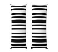 Stripes Black White Print Short Plush Body Pillow Cover, Long Pillowcase Breathable And Skin-Friendly With Zipper Hidden
