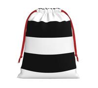 stripes black white Print Soft Drawstring Storage Bags, Flannel Gift Pouches Fashion Novelty Christmas Holiday Gifts Bags