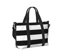 Stripes Black White Print Women Men Travel Hand Bag for Foldable Portable Tote for Weekend Trips Travel