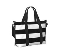 Stripes Black White Print Women Men Travel Hand Bag for Foldable Portable Tote for Weekend Trips Travel