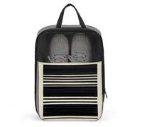 Stripes Black White Shoe Bag Waterproof & Breathable Shoe Pouch for Travel, Portable Carry Case for Sports Sneakers, Gym, Vacation