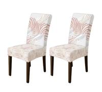 Stripes Chair Covers for Dining Chairs, Modern Contemporary Waves Dots None Peach Spandex Washable Stretch Chair Protector Covers Decor for Dining Room Kitchen Banquet 2pcs