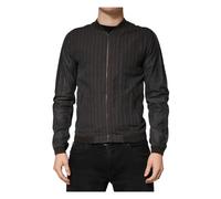 Stripes Cotton Full Zip Bomber Jacket, male, Dolce & Gabbana, Bomber Jackets, Black, S, Jackets S
