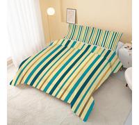 Stripes Coverless Duvet Single 7.5 Tog, Retro Soft Quilt for Kids Boys Girls, Lightweight Comforter Set for All Seasons, Easy Care Bedding Single Bed Size W&582