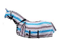 Stripes Design Horse Fly Rug Lightweight Combo Sheet with Free Fly Mask & Tail Cover Protection - Equestrian Rug for Competition Riding Outdoors Yards Fields (belly flap not Include)