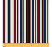 Stripes Fabric by The Yard,Modern Abstract Line Art Indoor Outdoor Fabric for Sofa Chair,Nautical Stripe Navy Blue Red Waterproof Outdoor Fabric,Minimalist Decoration Sewing Supplies,1 Yard