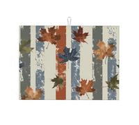 Stripes Maple Dish Drying Mat Absorbent Draining Board Pad for Kitchen Counter Autumn Leaves Coffee Mat Dishes Drainer Protector with Hanging Loop 18 x 24 Inch