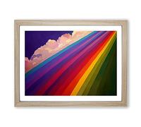 Stripes Of A Rainbow Abstract H1022 Framed Print for Living Room Bedroom Home Office Décor, Wall Art Picture Ready to Hang, Oak A2 Frame (64 x 46 cm)