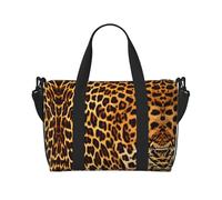 Stripes on leopards Hand-held messenger travel bag, suitable for work, travel, fitness, tourism, women's casual handbag with zipper,