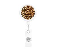Stripes on Leopards Print Badge Holder Retractable Reel, with ID Alligator Clip Rotatable Buckle, for Nurse Teacher