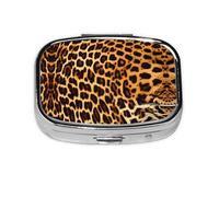 Stripes on Leopards Square mini Pill Box, Travel Pill Box, can be Put into Wallet or Pocket to Store a Variety of Small Items