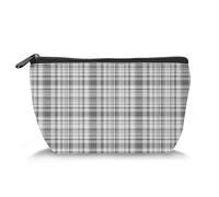 Stripes Pattern,Makeup Bag Cosmetic Bag for Women,Vertical Lines Forming Squares,Large Capacity Travel Accessories Organizer Storage Makeup Bags,White Grey(Trapezoid)