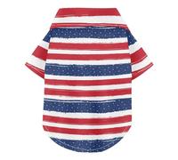 Stripes Pattern Star Red Blue Summer Dog Shirt Button Up Breathable Cool Pet Shirts Puppy Sweatshirt Perfect for Everyday Wear, and Photoshoots