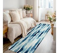 Stripes Runner Rug, Modern Contemporary Watercolor Waves Summer Blue Non-Slip Indoor Rectangle Carpet Non Shedding for Kitchen Bedside Entryway Hallway Decor 2x8 Ft