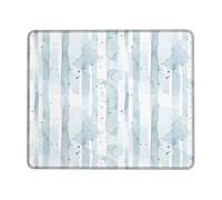 Stripes Small Mouse Pad, Modern Minimalistic Watercolor Splashes Winter Light Blue Square Rubber Smooth Portable Travel Mousepad Decor for Home Office Work Gaming Desk Square 8x10 Inch