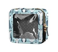 Stripes Tiny Dots Minimalist Cute Clear Makeup Bag for Purse for Women Cosmetic Organizer Toiletry with Zipper, Lemurs Madagascar on Blue Pattern, One Size