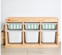 Stripes Vinyl Stickers Compatible with IKEA Trofast Boxes, Fits Small/Medium/Large Bins, Easy Peel & Apply, Nursery & Playroom Organization, Stickers ONLY (Aqua, Set- 3X Small Stickers)