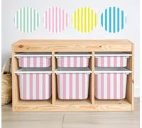Stripes Vinyl Stickers Compatible with IKEA Trofast Boxes, Fits Small/Medium/Large Bins, Easy Peel & Apply, Nursery & Playroom Organization, Stickers ONLY (Baby Pink, Set- 3X Small + 3X Medium)