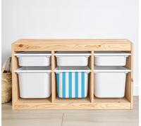 Stripes Vinyl Stickers Compatible with IKEA Trofast Boxes, Fits Small/Medium/Large Bins, Easy Peel & Apply, Nursery & Playroom Organization, Stickers ONLY (Blue, Medium Box Sticker)