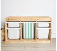Stripes Vinyl Stickers Compatible with IKEA Trofast Boxes, Fits Small/Medium/Large Bins, Easy Peel & Apply, Nursery & Playroom Organization, Stickers ONLY (Aqua, Large Box Sticker)