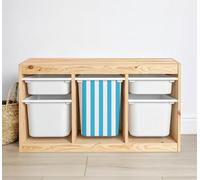 Stripes Vinyl Stickers Compatible with IKEA Trofast Boxes, Fits Small/Medium/Large Bins, Easy Peel & Apply, Nursery & Playroom Organization, Stickers ONLY (Blue, Large Box Sticker)