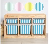 Stripes Vinyl Stickers Compatible with IKEA Trofast Boxes, Fits Small/Medium/Large Bins, Easy Peel & Apply, Nursery & Playroom Organization, Stickers ONLY (Blue, Set- 3X Small + 3X Medium)