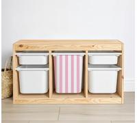 Stripes Vinyl Stickers Compatible with IKEA Trofast Boxes, Fits Small/Medium/Large Bins, Easy Peel & Apply, Nursery & Playroom Organization, Stickers ONLY (Baby Pink, Large Box Sticker)