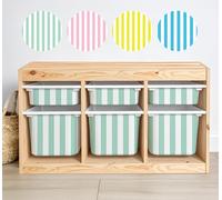 Stripes Vinyl Stickers Compatible with IKEA Trofast Boxes, Fits Small/Medium/Large Bins, Easy Peel & Apply, Nursery & Playroom Organization, Stickers ONLY (Aqua, Set- 3X Small + 3X Medium)