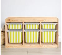 Stripes Vinyl Stickers Compatible with IKEA Trofast Tub Bin Boxes, Yellow, Set 3X Small+ 3X Medium Stickers Only