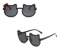 Stripey Elite Cat Shaped Kids Sunglasses Girls Boys Unisex UV400 Protection Classic Shades Age 3-10 Years - Colours Pink Black White Blue Peach (Cat 1)