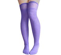 Stripey Striped Overknee Over the Knee Long Socks (Plain Lilac One Size)