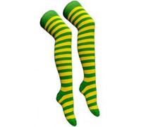 Stripey Striped Overknee Over the Knee Long Socks Sox [Green & Yellow]
