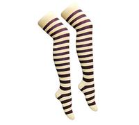 Stripey Striped Overknee Over the Knee Long Socks Sox [White & Purple]