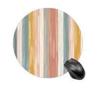 Stripped Pattern With Subtle Colors Mousepad Round Computer Mousepad Waterproof Gaming Mousepads With Non-Slip Rubber Base Mousepads Mousemat For Laptop Office 7.8 Inch