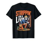Strippin for a Livin Funny Electrician Skeleton Work Design T-Shirt